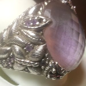 Judith Ripka 925 Amethyst faceted Ring 8  Final Price